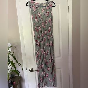 Floral dress with Deep V & High Slit
